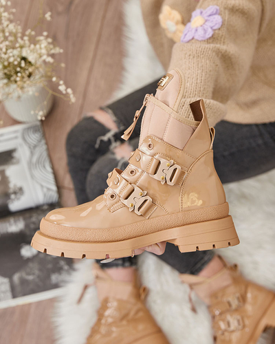 Royalfashion Светлокафяви дамски ботуши Hennobs