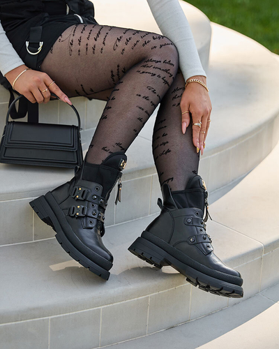 Royalfashion Черни дамски ботуши за багаж, украсени с шипове Dozilda