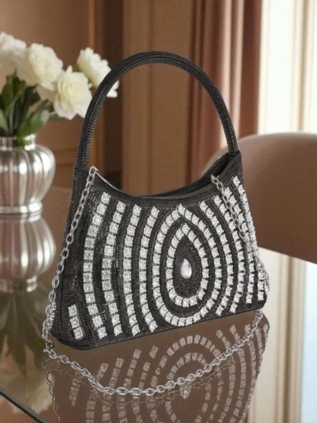 Royalfashion Дамска чанта тип клъч с цирконии Sova Glint