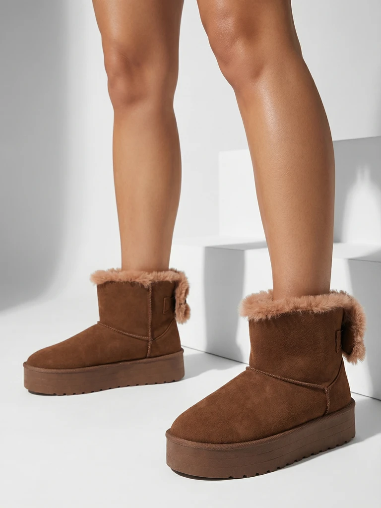 Royalfashion Дамски ботуши a'la snow boots в кафяво Goroggo