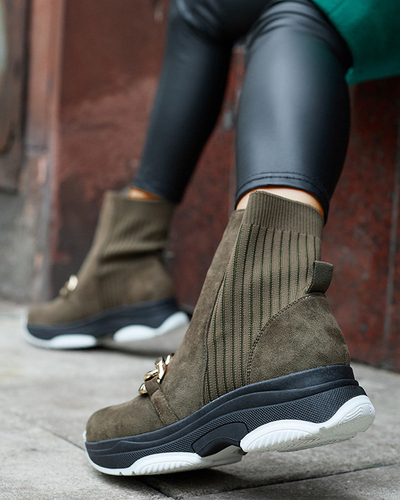 Зелени дамски ботуши от екокожа Cuzitta- Обувки