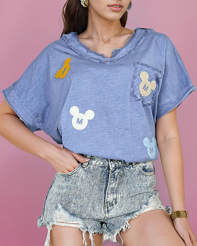 Royalfashion Дамска тениска с кръпки