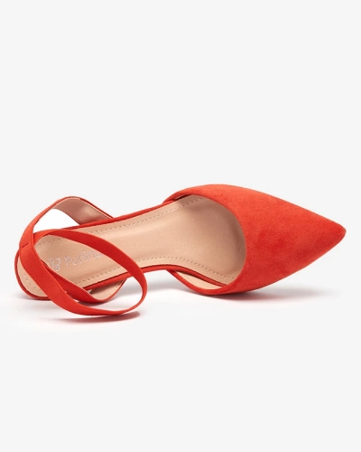 Sandały damskie na słupku w kolorze pomarańczowym Brossi- Obuwie