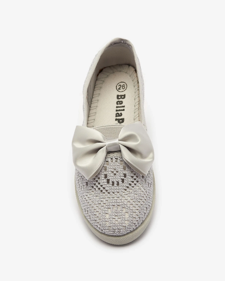 Сиви маратонки с панделка за момичета Sweet Time - Обувки