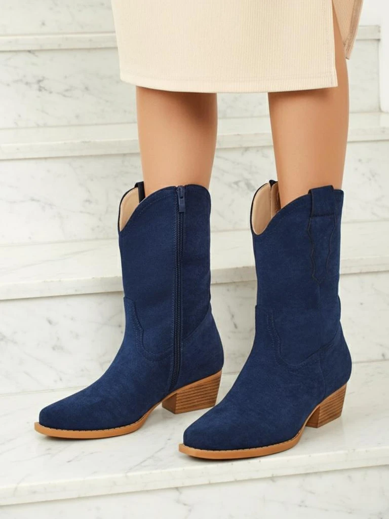 Дамски еко велурени каубойски ботуши SpireHush