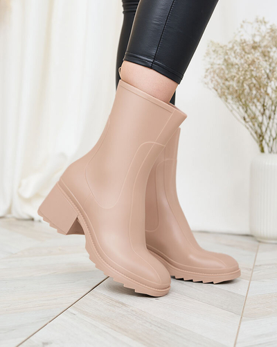 Royalfashion Бежови матови дамски ботуши Tentiris