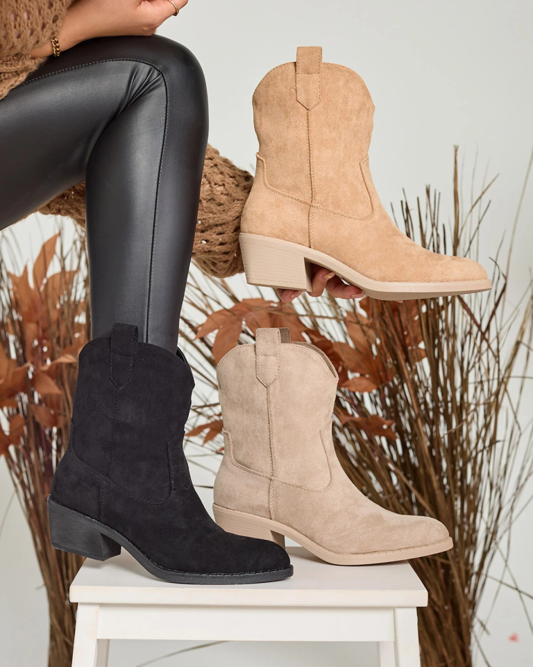 Royalfashion Светлокафяви дамски каубойски ботуши с изолация Bronco