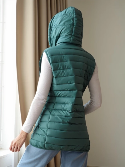 Royalfashion Дамска безръкава якета с detachable качулка