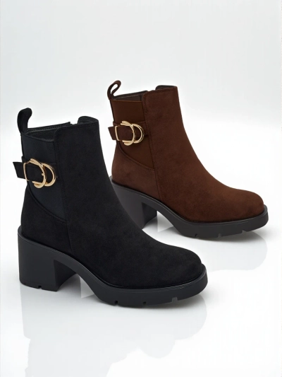 Дамски боти от еко велур на ток Solenya