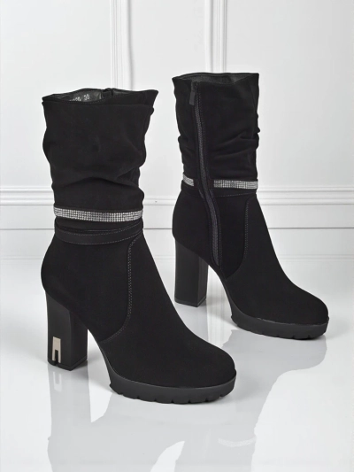 Матови дамски боти на ток Ashen Bloom