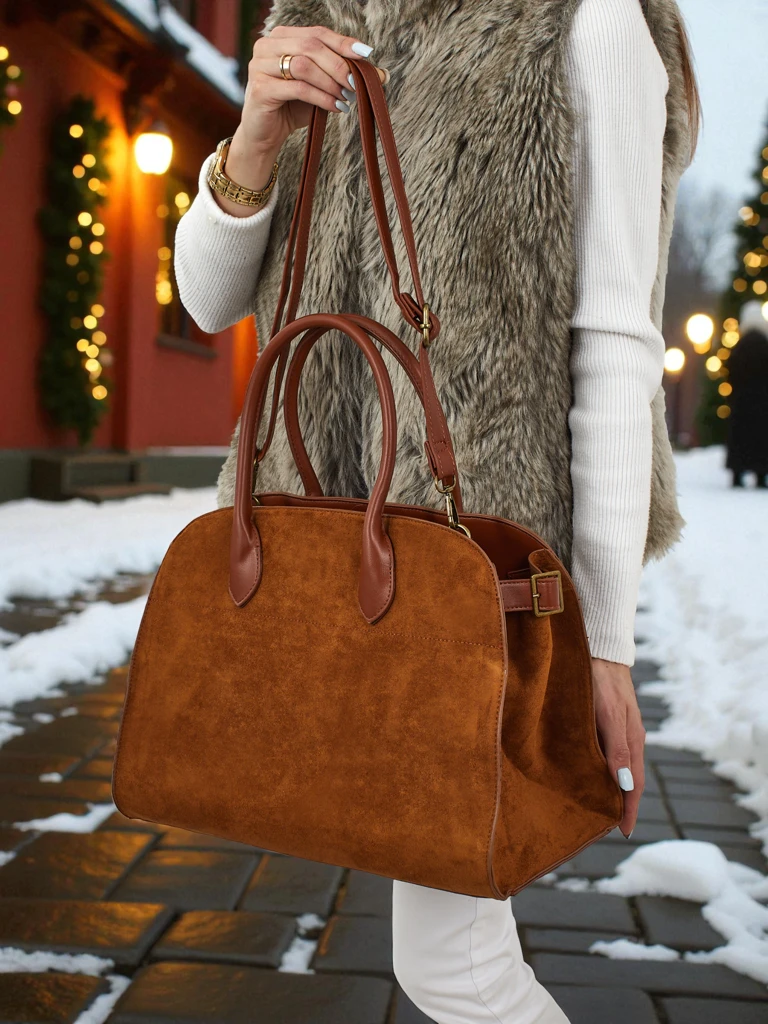 Дамска чанта тип shopper от еко велур Dorelle