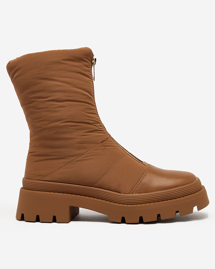 Royalfashion Дамски ботуши Tainve с плосък ток в цвят камила