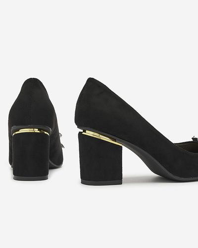 Черни дамски обувки с цветни кристали Xitas - Обувки