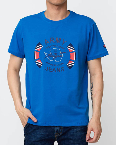 Jasnoniebieski męski t-shirt z nadrukiem - Odzież