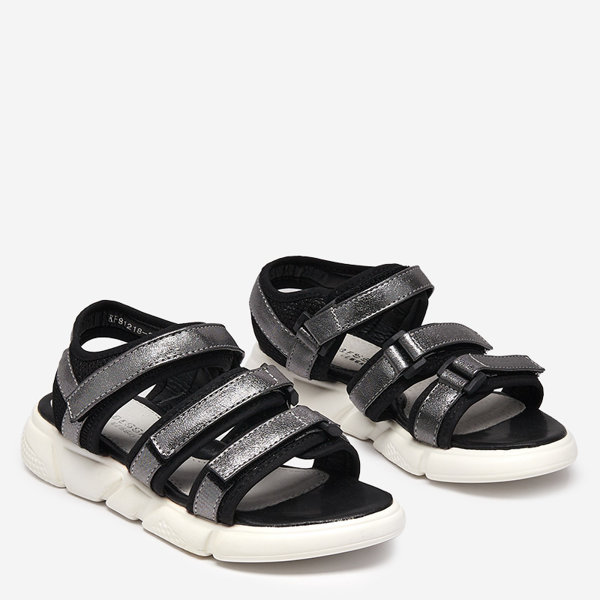 Dziewczęce sandałki zapinane na rzepy w kolorze grafitowym Mumin- Obuwie