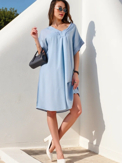 Royalfashion Просторна дамска туника, наподобяваща дънкова рокля
