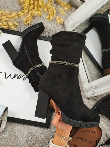 Дамски еко велурени боти на ток RuneFlicker