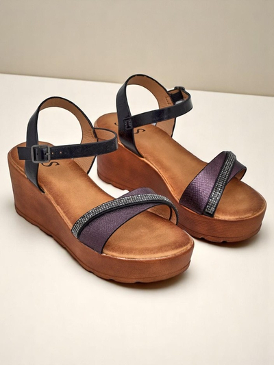 Роялфешън дамски сандали на платформа с кристали и блясък Aurora Glow