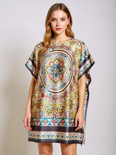 Рокля парео Royalfashion Calista – многоцветна до коляното, полиестер