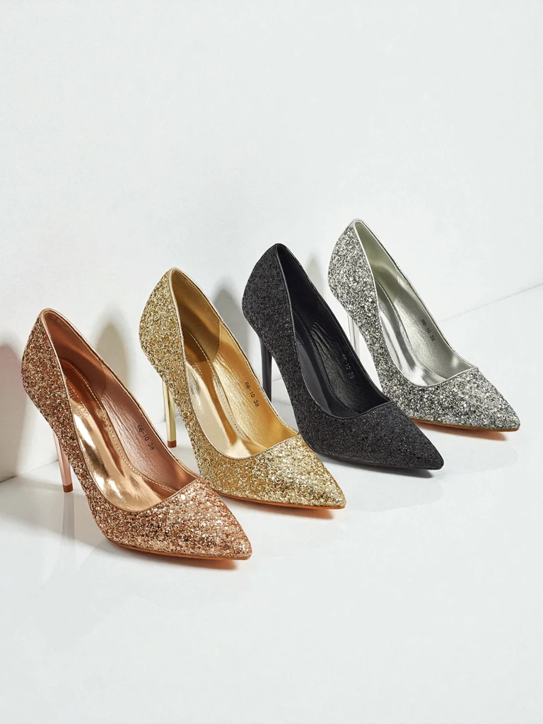 Дамски обувки от еко кожа с брокат Zavrimea