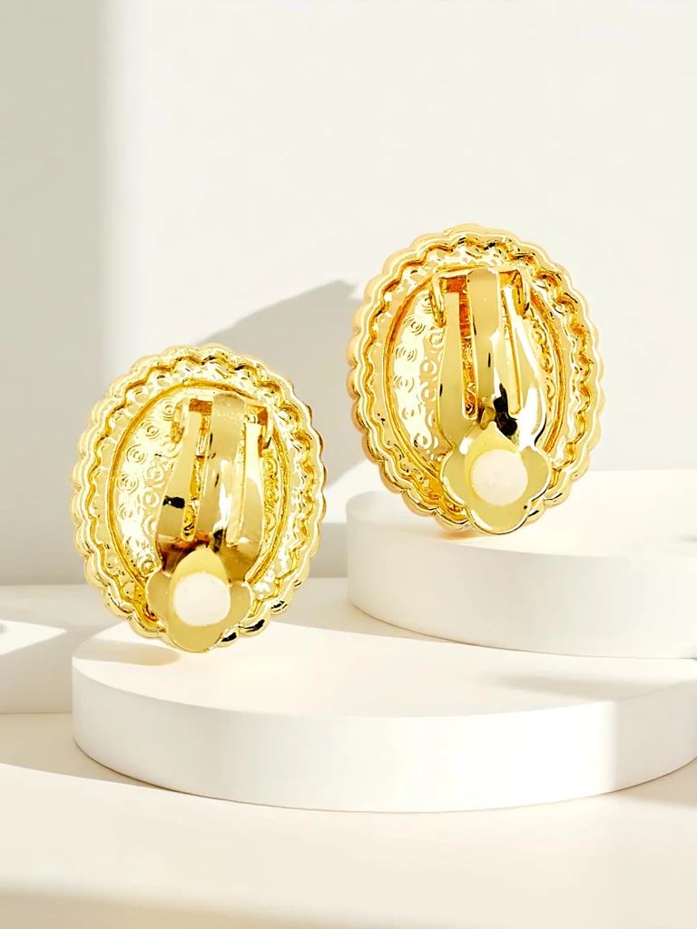 Royalfashion Дамски обеци на клипс с кристал и цирконий