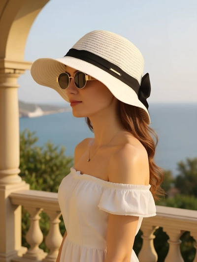 Royalfashion Дамска сламена шапка Belle Ribbon