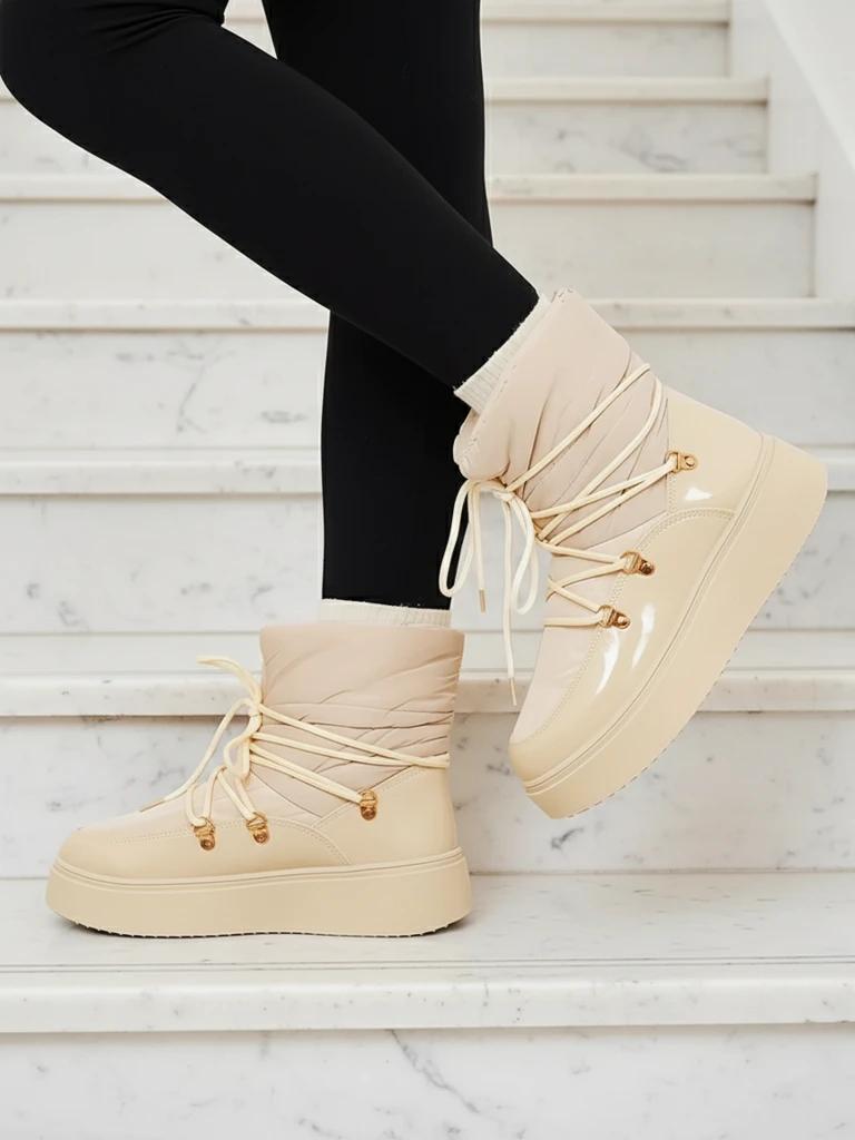 Royalfashion Дамски ботуши за сняг с приплъзване в кремав цвят Dabenda