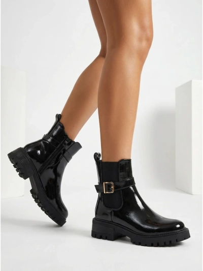 Лакирани дамски боти от еко кожа Calivi