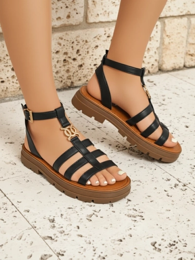 Royalfashion Дамски сандали тип "римлянки" Golden Livia