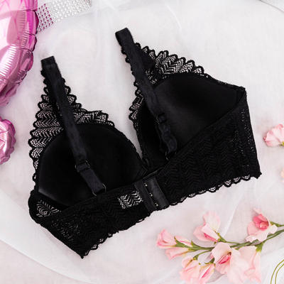 Czarny damski biustonosz koronkowy - Bielizna