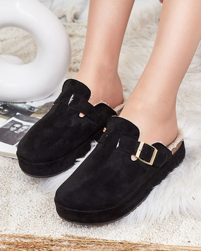 Royalfashion Дамски чехли с овча кожа и катарама Kajis