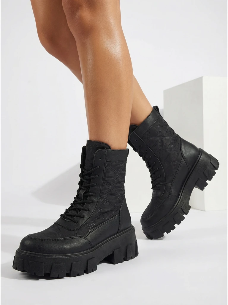 Дамски еко кожени боти с връзки Solvi