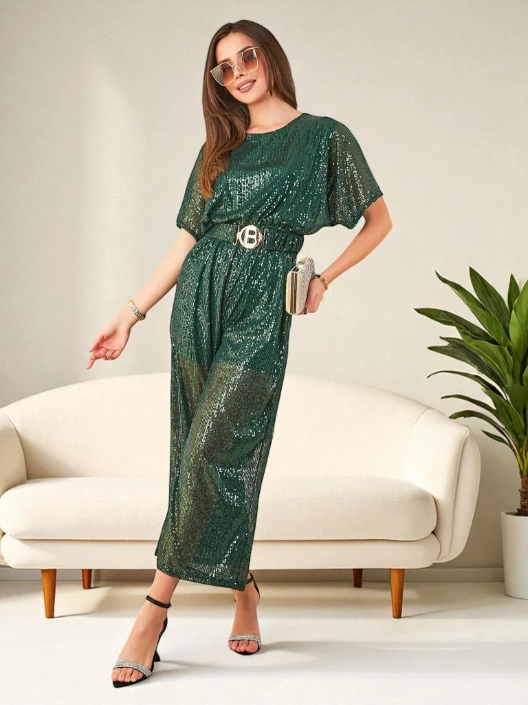 Royalfashion Дълго дамско потниче с пайети