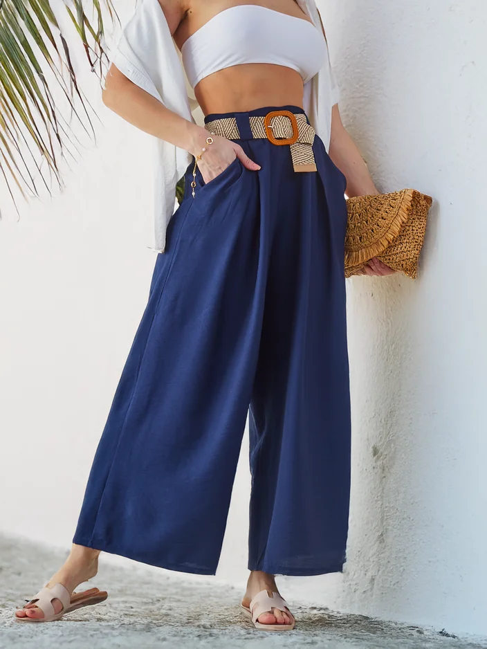 Royalfashion Дамски широки панталони от вискоза