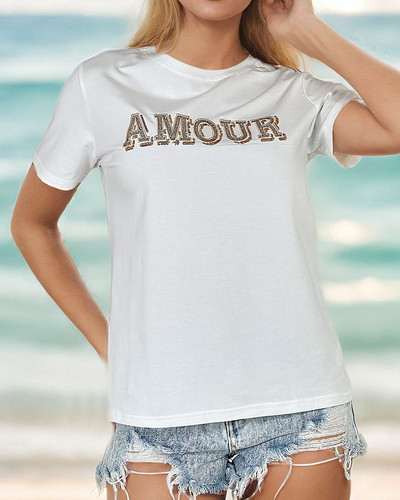 Royalfashion Дамска блуза с цветен принт и пайети