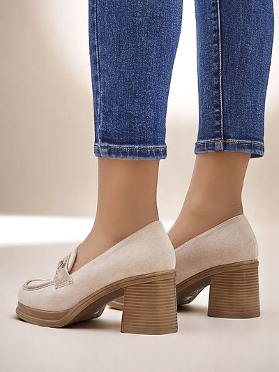 Royalfashion дамски лофери на масивен ток Apareus