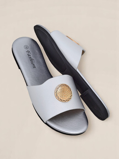 Royalfashion Дамски чехли на равна подметка Golden Slip