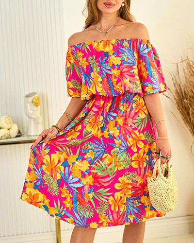 Royalfashion Многоцветна дамска миди рокля a'la hiszpanka