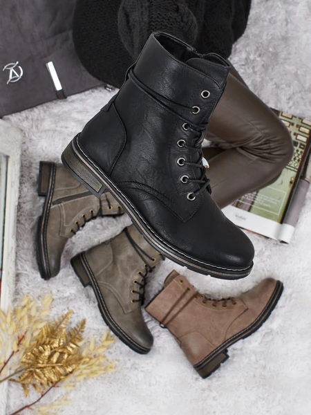 Дамски боти Ravonna от еко кожа с връзки