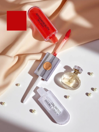 Червило и безцветен гланц за устни 2-в-1 Горещо червено