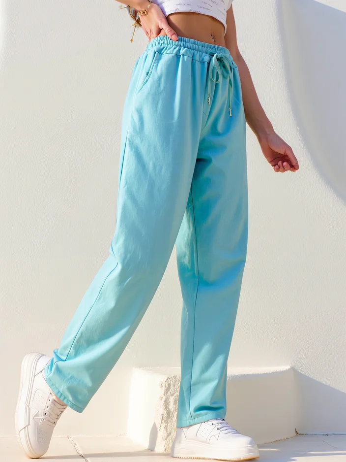 Royalfashion Памучни права панталони за жени