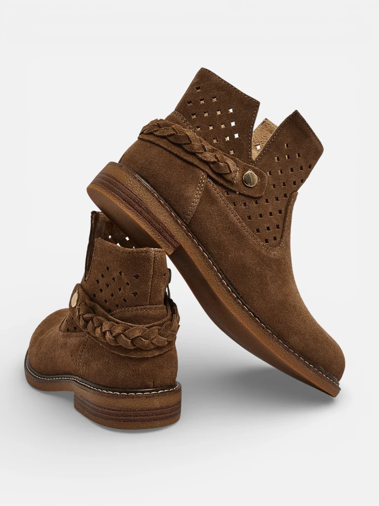 Ажурни дамски ботильони от естествена кожа Unimi