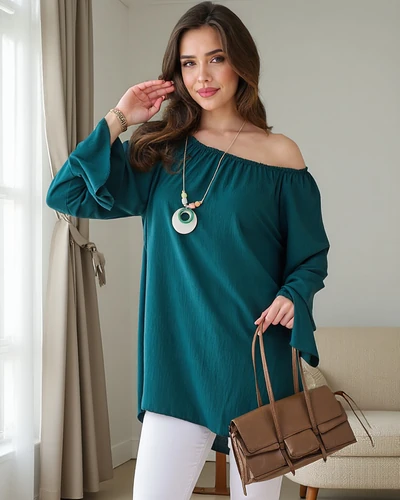 Блуза на Royalfashion за жени в испански стил с набрани ръкави