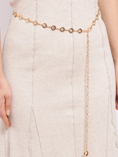 Aurelia Bella Donna – дамски метален колан с кристали, златен 115 см