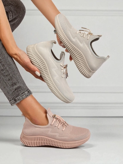 Aurelia Rosa – дамски спортни обувки Royalfashion от плат, розови, плосък ток