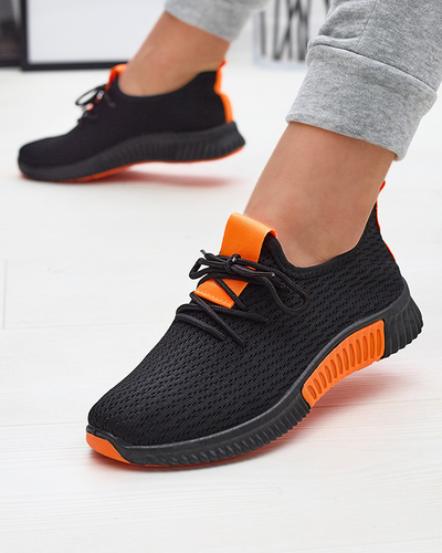 Черни дамски спортни обувки с оранжеви вложки Keteti - Обувки
