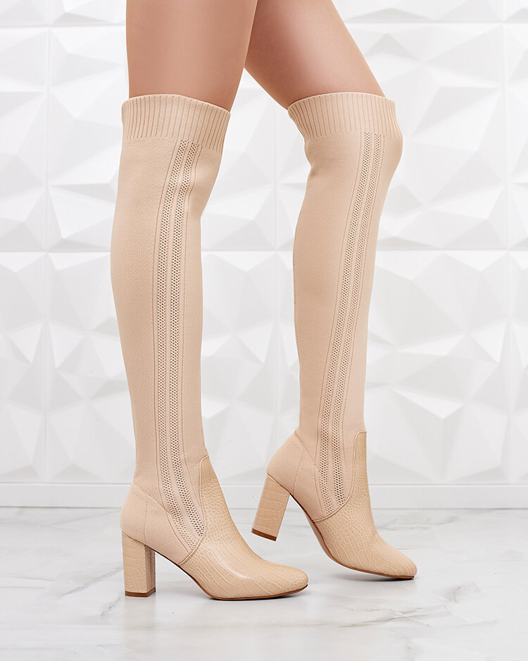 Royalfashion Дамски ботуши с приплъзване над коляното Nolera