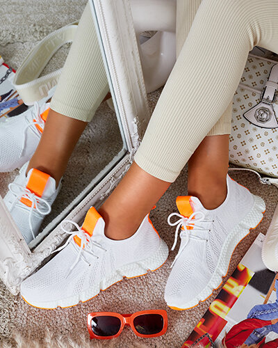 Biało- pomarańczowe sportowe buty damskie Baym - Obuwie