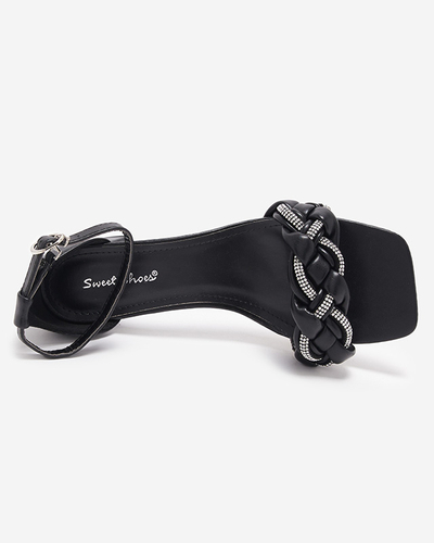 Czarne sandały damskie na słupku Marienka - Obuwie