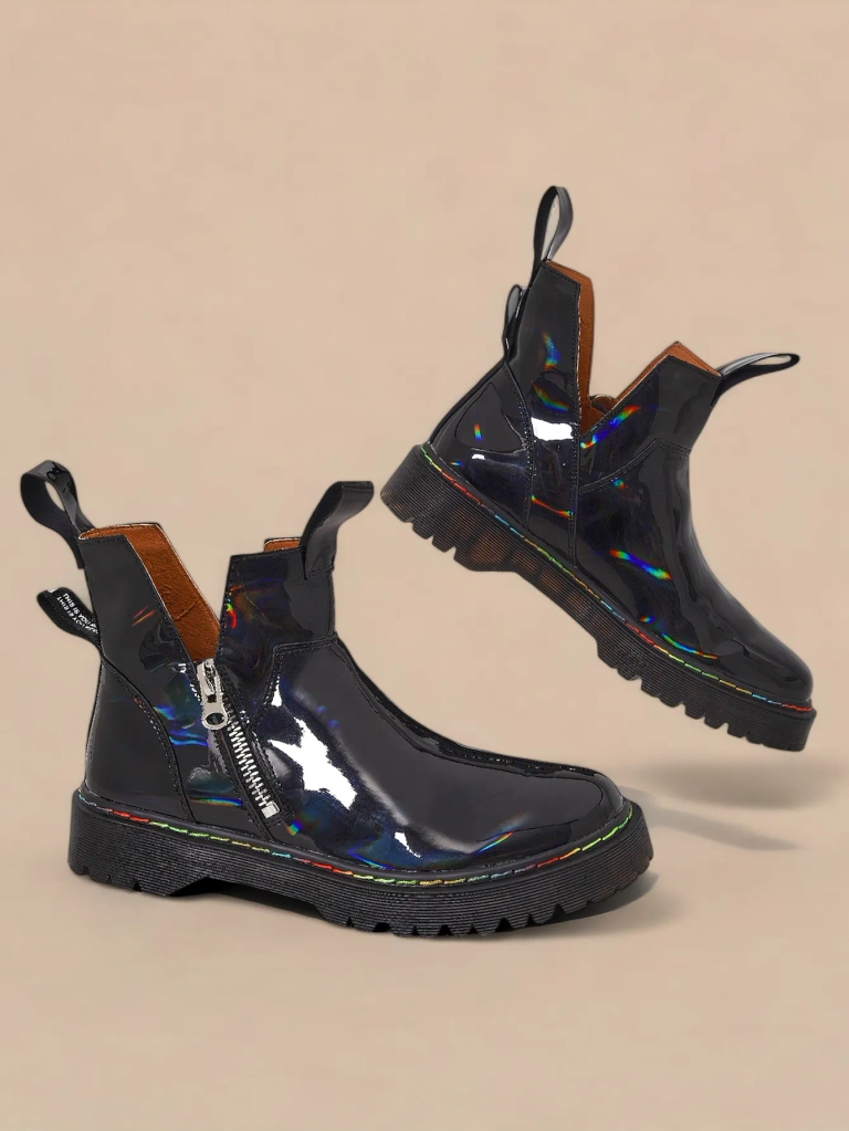 Дамски боти Diana Черни Кожени Елегантни за Есента